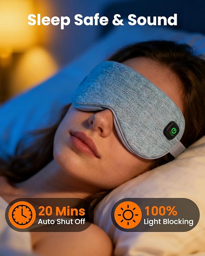 Heated Eye Mask - Cordless Eye Mask for Dry Eyes, Eye Relief, Improved Sleep, 4 Temperature, Washable Eye Heating Pad for Travel and with Replaceable Shell