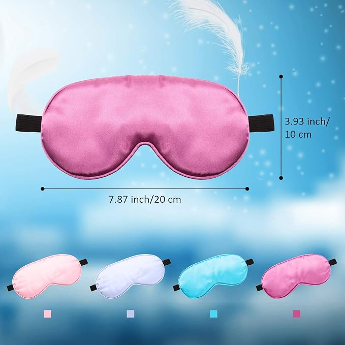 BBTO 8 Pcs Sleep Mask, Silk Eye Mask for Sleeping with Adjustable Strap, Blackout Sleeping Eye Blindfold Soft Silk Mask for Men Women Adults (Light Color)