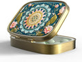 Small Pill Box Pill Case with Mirror Retro Pocket 2 Compartment Pill Holder for Purse or Pocket Bronze Portable Medicine Vitamin Container Fish Oil and Supplement Storage BPA-Free