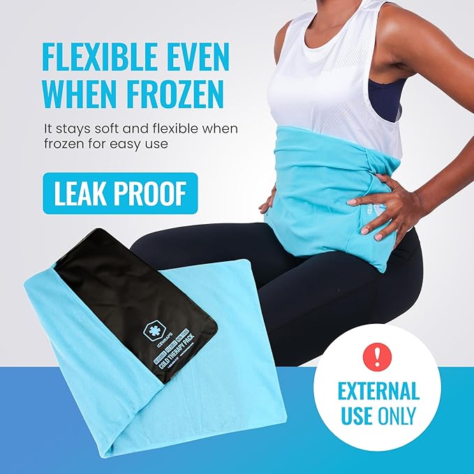 ICEWRAPS 10" x 14" Reusable Ice Pack with Soft Fabric Cover, Flexible Cold Therapy Clay Pack for Knee & Back Swelling, Injury & Chronic Pain Relief – FSA-HSA Eligible