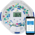 EziMedPil Bluetooth Pill Dispenser w/Sound & Light & App Alert, up to 9 Alarms/Day, Easy Setup on SmartLife, Frosted Lid & Locked 28-Day Medication Dispenser for Protecting Pills Privacy
