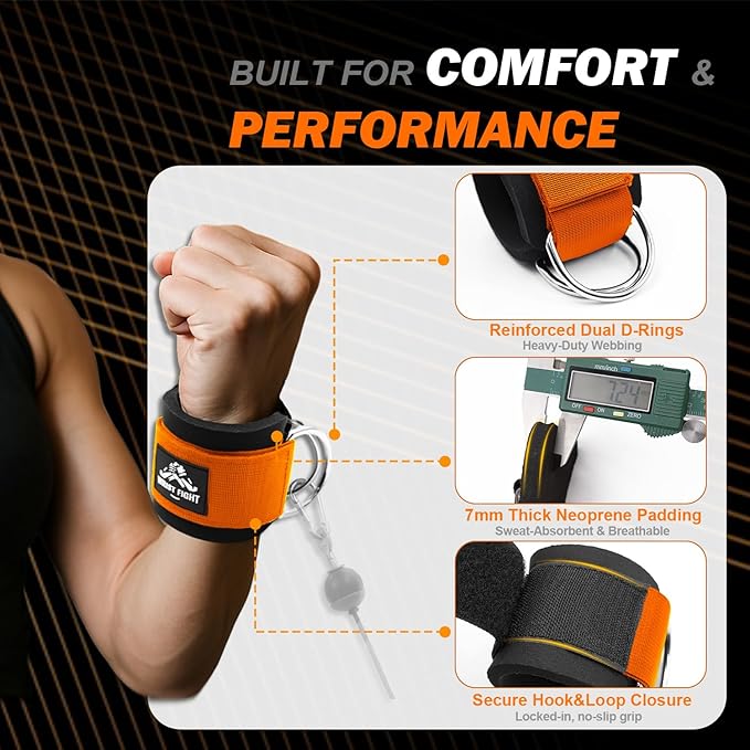 Wrist Cuffs with Dual D-Rings – Secure & Comfortable Support for Cable Machine Workouts, Lateral Raises, Arm Strength Training, and Triceps Exercises