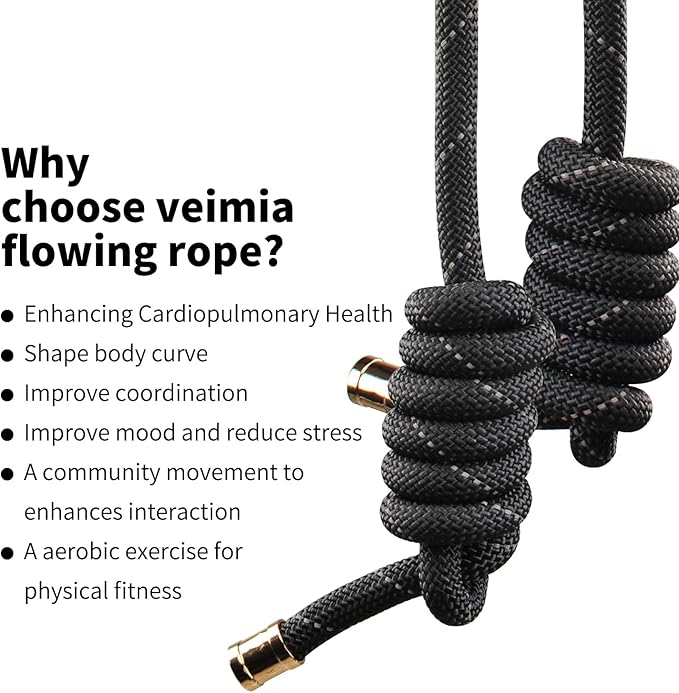 veimia Flow Rope for Fitness High Performance Double Woven Workout Rope Adjustable Flow Jump Rope for Men Women Training Indoor Outdoor Cardio Exercise Rope for beginner