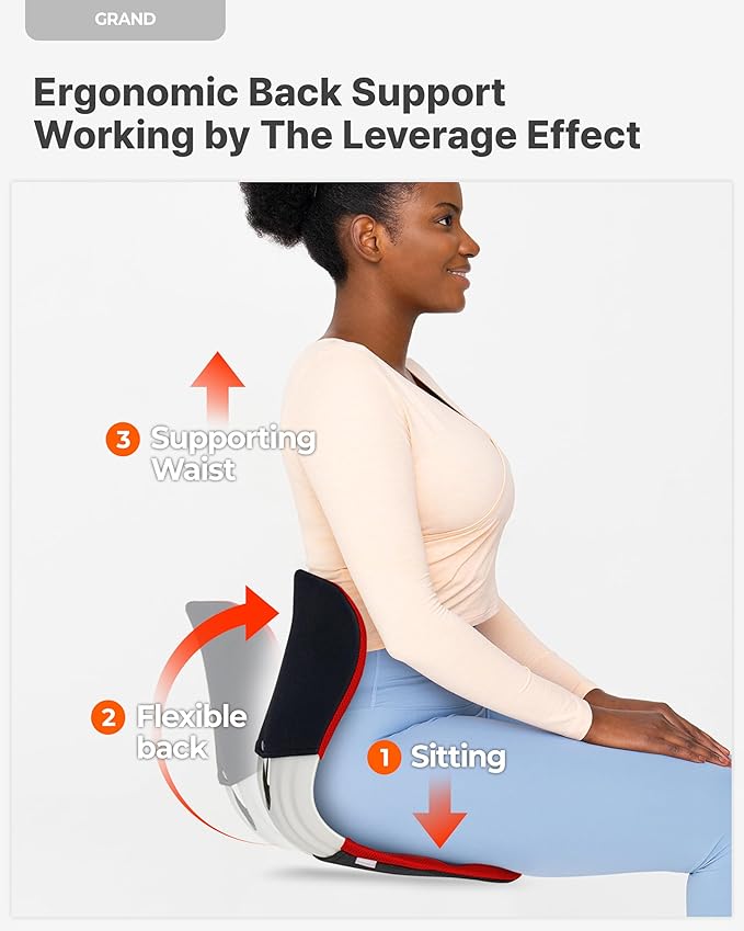 curble Grand(Extra Wide&Sturdy) Cover Set – Ergonomic Back Support Chair & Detachable Cover, Lumbar Support for Posture Corrector and Low Back Pain Relief, Perfect for Home Office Desk Chair(Set Red)