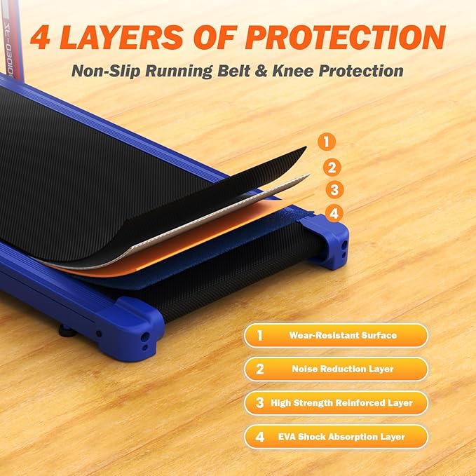 Walking Pad Treadmill with Incline for Home Office, Portable Under Desk Treadmill with Remote Control and LED Display, Walking Jogging Running Machine (Black) (Blue)