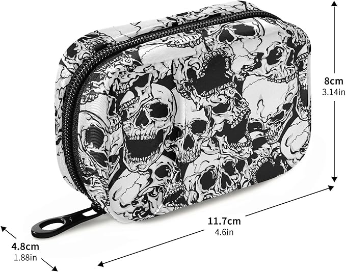 Skulls Pill Box 7 Day Pill Case Travel Pill Organizer Bag Container for Medicine with Zipper Portable Weekly Case Compact Size for Medicine, Vitamin, Supplement