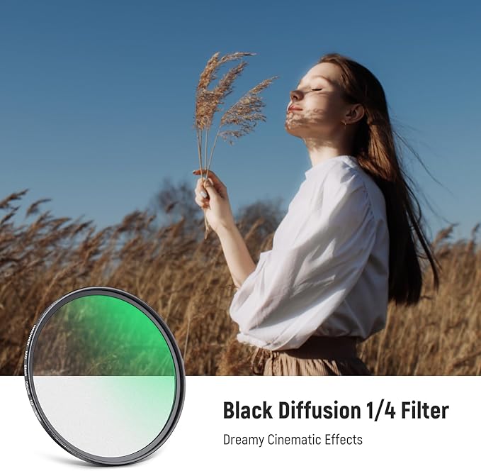 NEEWER 40.5mm Black Diffusion 1/4 Filter Dreamy Soft Cinematic Camera Lens Effect Filter Ultra Slim Water Scratch Resistant Optical Glass Multiple Nanocoatings for Video/Vlog/Portrait Photography