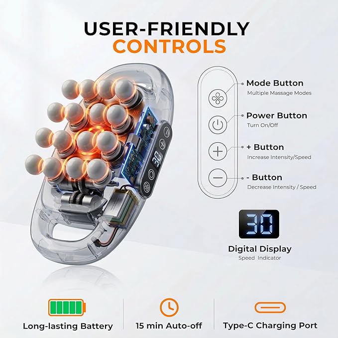 2026 16 Head Massager Massage Gun - Hand Held Massagers Vibrating Back Massager, Ideal for Deep Tissue Relaxation, Portable and Powerful Massage Guns for Muscle Pain Relief