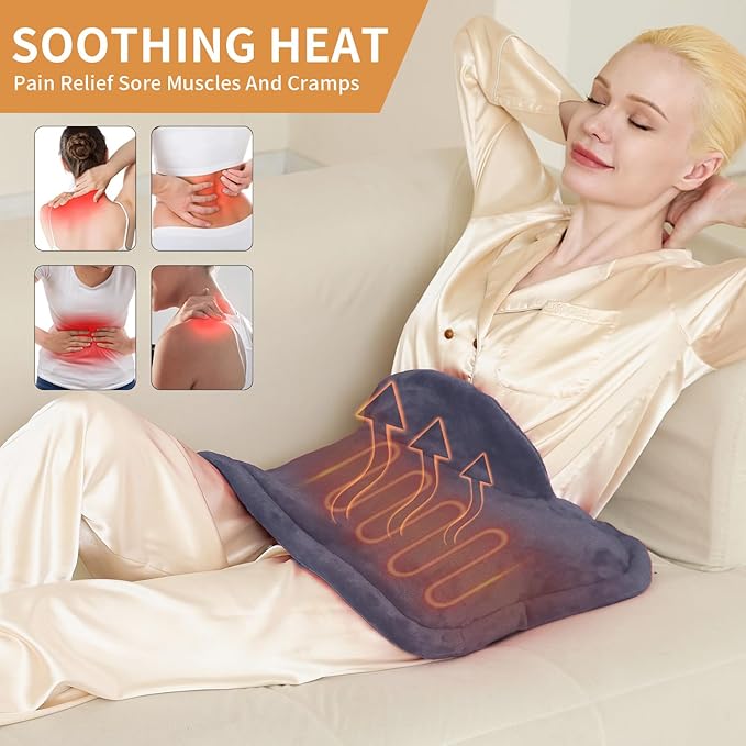 Heating Pad for Neck and Shoulders and Back Pain Relief, Weighted Heat Pad with Dry&Moist Heat, Neck Heating Pads 4 Heat Settings, Auto-Off, Christmas Gifts for Women Men Mom Dad, 19'' x 22'', Grey