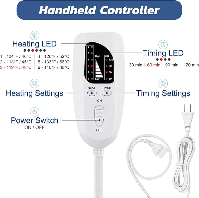 33"X17" Electric Heating pad with 6 Heat Settings, Auto Shut Off, Dry Electric Heating for Back Neck Knee Arms Legs Shoulder Heat Pads for Christmas Birthday Father's Day Mother's Day (Dark Gray)