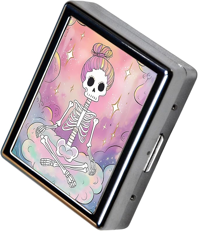 8-Compartment Pill Box Organizer Portable and Stylish Medicine Case, Versatile Storage for Medication - Ideal Travel Accessory & Unique Gift Idea (Pastel Skeleton Serenity)