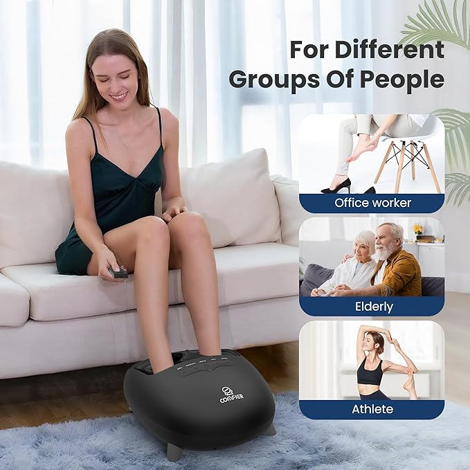 COMFIER Shiatsu Foot Massager with Heat for Plantar Fasciitis Neuropathy, Deep Kneading Vibration Feet Massager for Mom Dad Men Women-Home Office Use