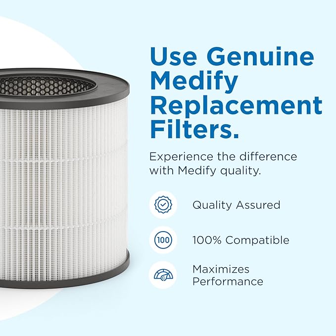 Medify MA-14 Genuine Replacement Filter for Allergens, Smoke, Wildfires, Dust, Odors, Pollen, Pet Dander | 3 in 1 with Pre-Filter, True HEPA H13 and Activated Carbon for 99.9% Removal | 2-Pack