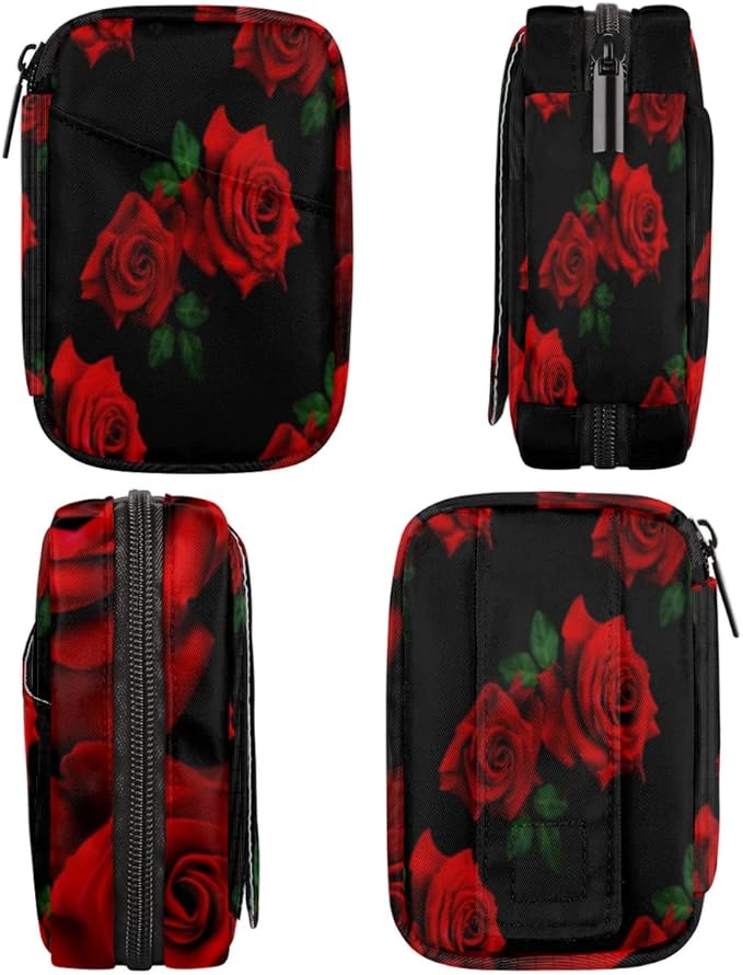 Pill Case Pill Travel Organizer Fresh Rose Flower 7 Day Weekly Medicine Pill Box Small Cute Compact Size Vitamin Container Pill Bottle Portable Birth Control Pill Holder Bag