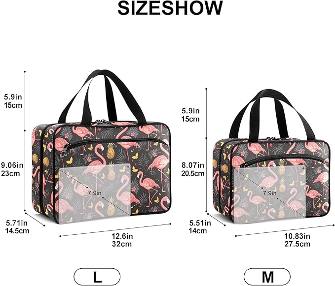 Fustylead Cute Pink Flamingo and Butterfly Pineapple Travel Medicine Organizer Bag Home Storage First Aid Kit Large Pill Case with Zipper for Pill Bottle, Vitamins, and Medical Supplies