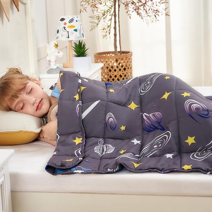 yescool Star Weighted Blanket 5 Pounds Cooling Weighted Lap Blanket, Galaxy Moon Heavy Blankets for Sleeping, Weighted Throw Blanket Gifts for 40-60lbs, 40"x60"