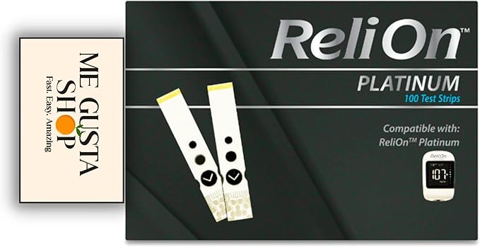 ReliOn Platinum Blood Glucose Test Strips,100 Count 200 Total Pack of 02 Includes Me Gustas Pill Organizer 7 Days.
