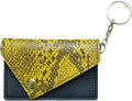 Birth Control Pill Case Holder Women Snakeskin Print Keychain Gift (Yellow)