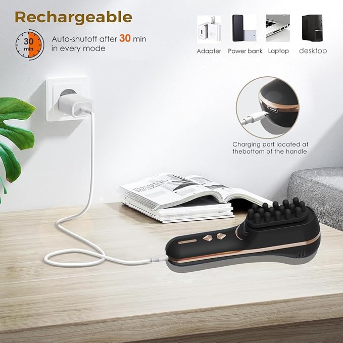 Electric Scalp Massager for Full-Body Relaxation - Cordless Handheld Head Massager with 5-Speed Deep Tissue Therapy & Fatigue Relief for Face, Arm, Shoulder & Body,Ideal for Home/Office Use