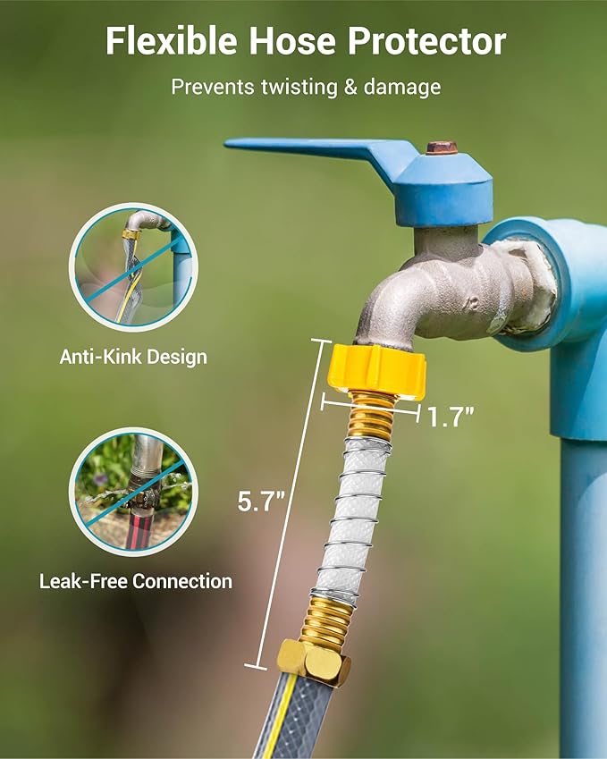 AQUA CREST Garden Hose Water Filter for Plants, Greatly Reduces Chlorine, Odor, Improve Plants Health, Ideal for Organic Gardening, Farming and Pets, Pack of 2, with Hose Protector