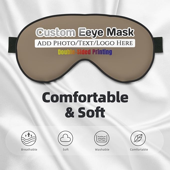 Custom Eye Mask,Add Your Image Text Personalized Sleep Shade Soft Blindfold Eyemask Blackout Eye Cover with Adjustable Strap for Sleep,Travel,Nap Brown Savana