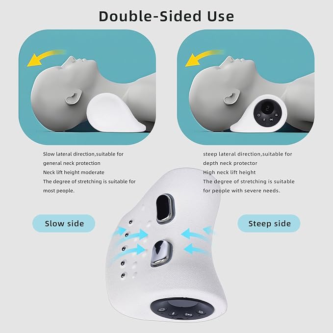 Portable Heated Massage Pillow 3 in 1 Heating Vibration Massage Upgraded 6 Levels Intensity 4D Massage Neck & Shoulder Relaxation Pillow for Home Office Use (White)