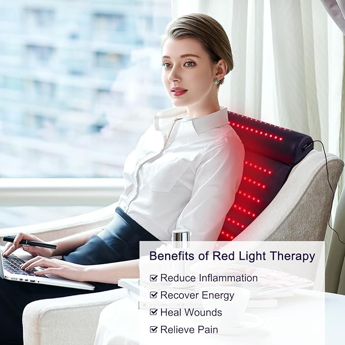 Infrared Red Light Therapy, Red Light Therapy Mat with Neck Support, 660nm&850nm NIR Deep Wavelength Blanket Pad for Back Belly Knee Shoulder HIPS Body Pain Relief