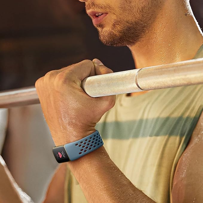 Getino Compatible Fitbit Charge Bands - Breathable Sport Strap for Women & Men, Adjustable Wristbands for Fitbit Charge 5/6, Steel Blue
