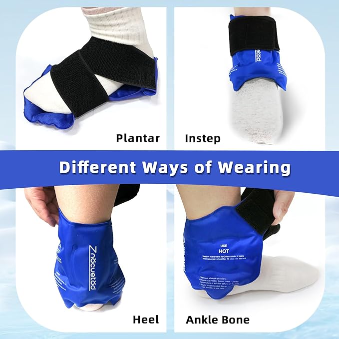 ZNÖCUETÖD Ankle Ice Pack Wrap for Swelling, Gel Wrist Foot Ice Packs for Injuires Reusable, Hot Cold Pack Compression for Pain Relief, Achilles Tendonitis, Plantar Fasciitis, Sprained,Surgery Recovery