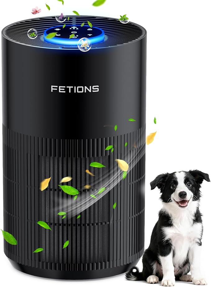 Air Purifiers for Bedroom Home, Quiet Air Cleaner With Sleep Mode Night Light, Small Air Purifier Covers Up to 1200ft², 360° Air Intake, 3 Speeds, Timer, Aroma Function, Black