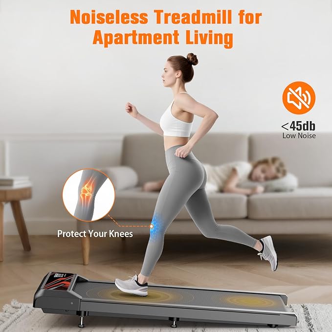 Walking Treadmill Pad with 5% Adjustable Incline and APP Sync, Small Compact Under Desk Treadmills for Home and Office with Remote Control and LED Display, 2.5HP
