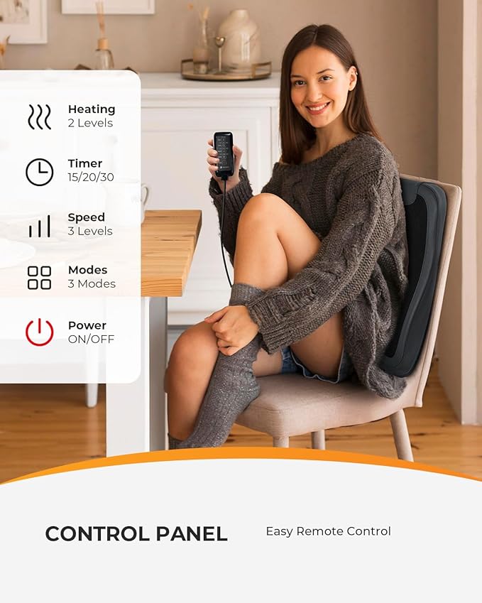 CooCoCo Shiatsu Back Massager with Heat, FSA Eligible, Lower Back Massager for Pain Relief Deep Tissue, HSA 4D Kneading Back Massage with Rooling(Corded)