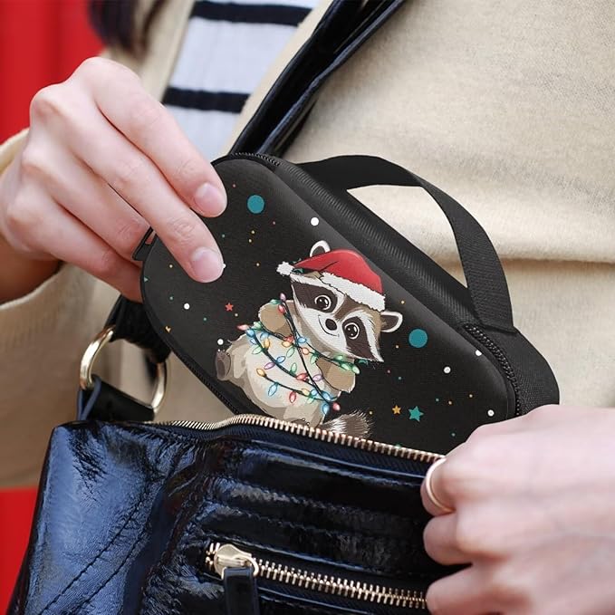 Cute Christmas Raccoon Insulin Pen Cooler Travel Case Easy to Use Glucose Meter and Diabetic Supplies Storage Carrying Bag for Needles, Insulin Cartridges, Test Strips