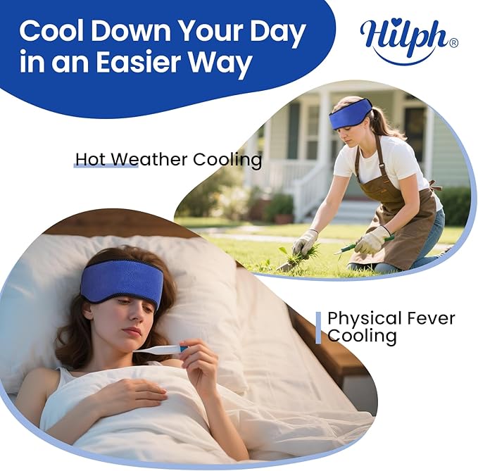 Hilph Headache Ice Pack Migraine Ice Head Wrap, Reusable Head Cold Pack Forehead Ice Pack for Migraine Relief, Headache Tension, Sinus Pain, Chemo, Stress Relief (Blue)