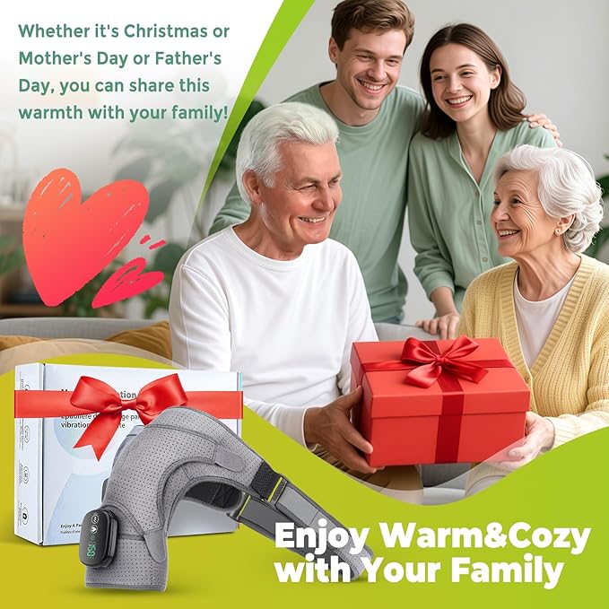 Shoulder Heating Pad with Massage, Cordless Shoulder Heating Pad, Shoulders Massager for Pain Relief, Left Right Heated Shoulder Wrap for Rotator Cuff & Shoulder Brace Support (Grey)