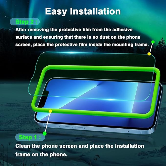 Screen Protector for iPhone 12 Mini (5.4"),Eye Protection, HD Anti Blue Light Blocking Tempered Glass Film, No Bubble,Case Friendly, with Easy Installation Kit, 2 Pack