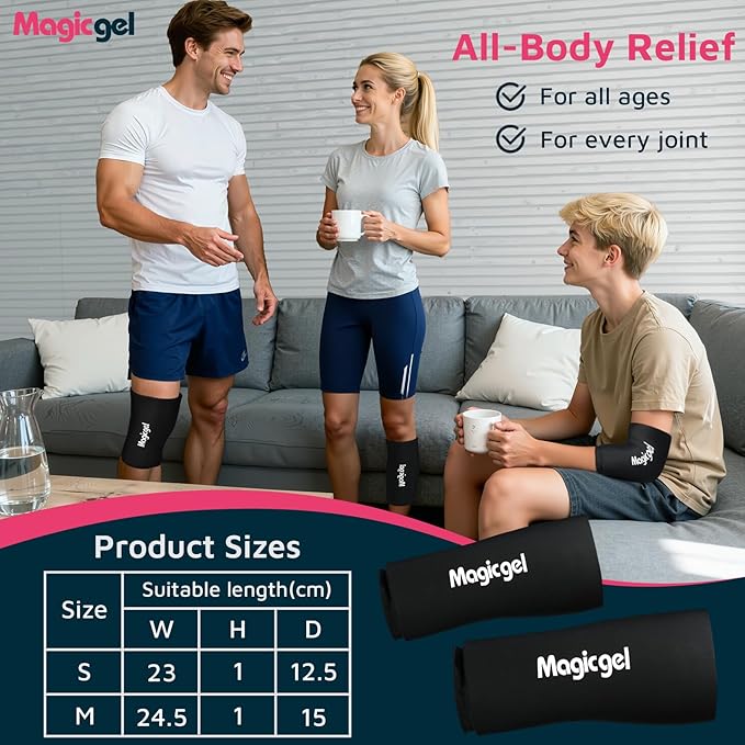 Magic Gel Elbow Ice Pack Wrap – Reusable Knee and Arm Sleeve - Hot & Cold Freeze Therapy Wrap for Targeted Areas – Compact Compression Fit for Knees, Calf, Joints, Tennis