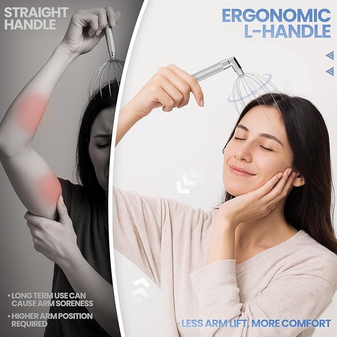 Head Massager Scalp, Vibrating Electric Scalp Massagers, Battery Powered Head Scratchers Massager Whisk Hair Massage Relax Tool with 20 Metal Fingers for Stress Relief, ldeal Gift for Women & Men