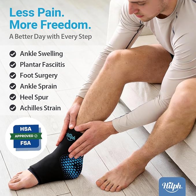 Hilph Ankle Ice Pack Wrap with Massage Ball for Plantar Fasciitis Relief, FSA Eligible, Thickened Gel Ice Sleeve Cold Pack for Foot Ankle Heel Pain Relief, Achilles Tendonitis Relief, Swelling