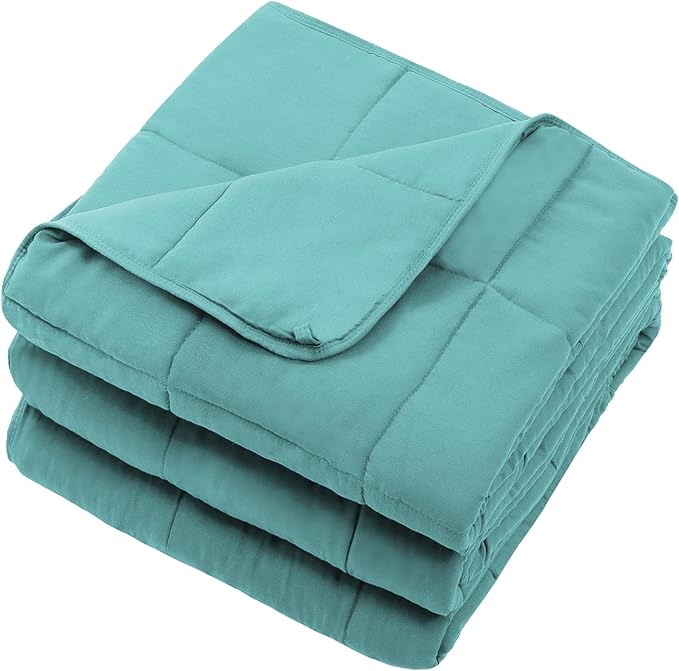 Teal Weighted Blanket for Adults 12lbs, 48"x72", Twin Full Size Cooling Heavy Throw Blanket for 110-130lbs, Microfiber Soft Thick Big Blankets Weighted Comforter Breathable Gift for Sleeping