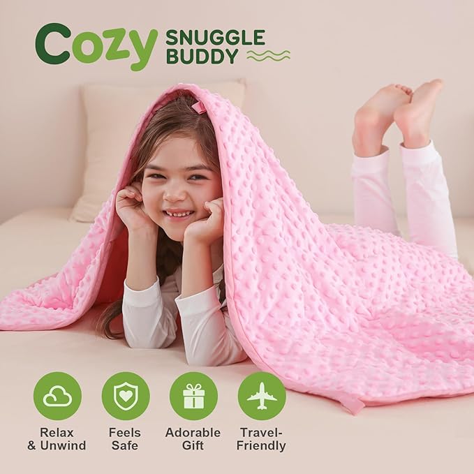 Sivio Weighted Blanket, Minky Dots Weighted Blankets,Soft and Cozy Cooling Heavy Blanket for Bed, Calm and Nap, School and Home,5lbs 36 x 48inches, Pink