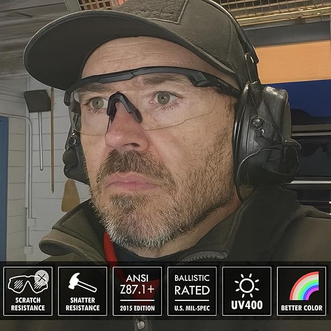 HTS HUNTERSKY Ballistic Tactical Shooting Glasses ANSI Z87+ UV400 Protective Eyewear