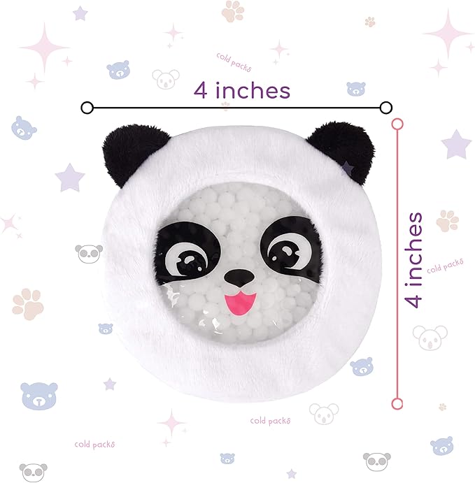 Leonns® Kids Ice Packs for Boo Boos, Reusable Cold Packs for Toddlers and Children with Soft Animal Covers | Relief for Bumps, Swelling, Bruises and Pain - Cute Gel Ice Pack Set 4-Pack (Panda)