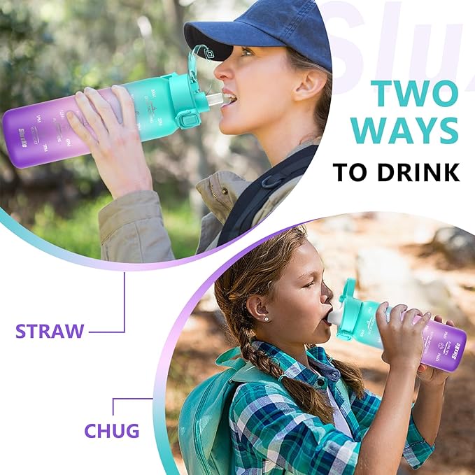 17oz Insulated Water Bottle with handle BPA Free, 316 Stainless Steel Water Bottles 500ml with Time Marker Double Walled, Metal Water Flask Jug for Hiking, Biking, Running, Three Colors
