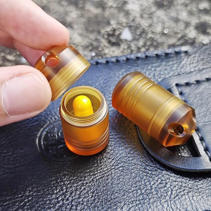 Titanium PEI Pill Container with Keychain & Necklace,Waterproof Pill Box, EDC Portable Pill Container for Portable Mini Size Pill Box Case for Outdoor Travel Camping (PEI-Cylinder)