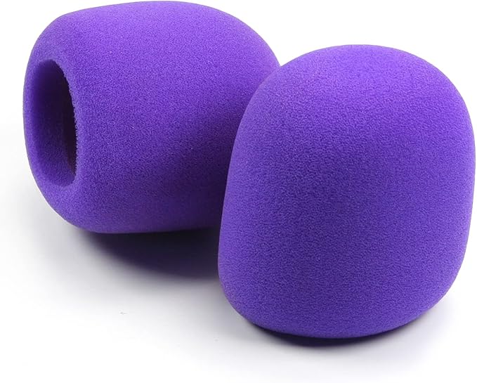 Fielect 2Pcs Microphone Cover Sponge Foam Mic Cover Handheld Microphone Windscreen Shield Protection Micro Foam Filter Purple for KTV Broadcasting
