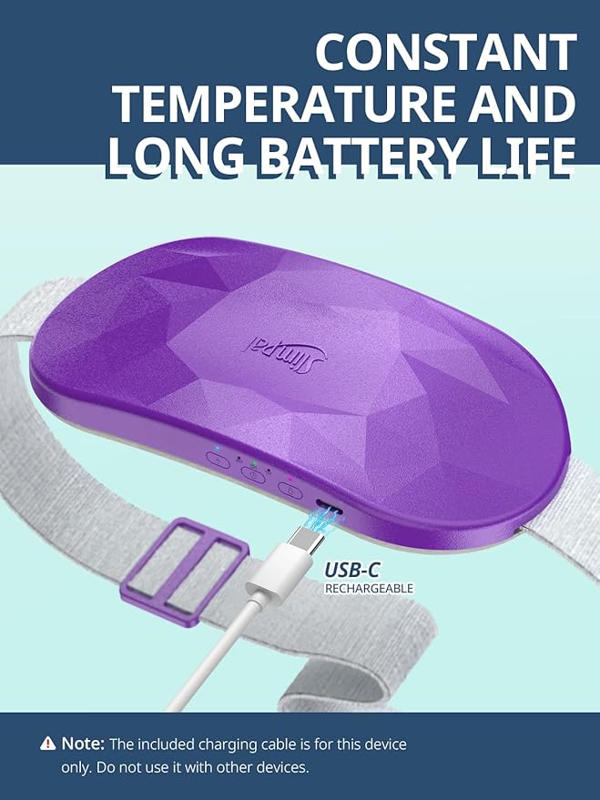 Slimpal AI Portable Heating Pad for Period Cramps, AI Smart Chip Long Safe Heat, Electric Cordless Back Belly Heating Pad for Menstrual Relief, Wearable Heat Belt for Her Women Girl, Dark Purple