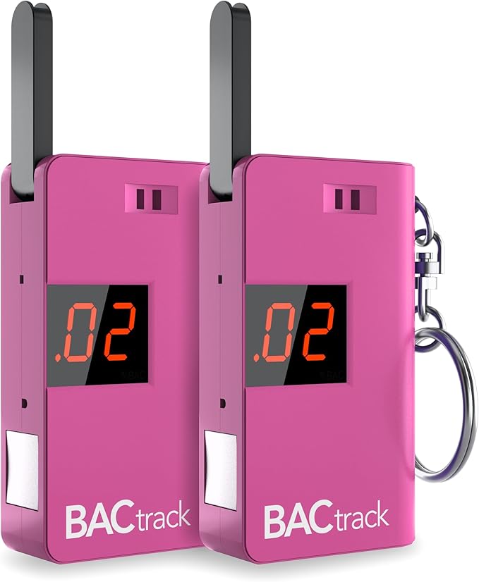 BACtrack Keychain Breathalyzer - Pink (2 Pack) | Ultra-Portable Pocket Keyring Alcohol Tester for Personal Use