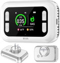 Plug in 5in1 Carbon Monoxide Detector & Combustible Natural Gas Combination Builti-in Backup 1000mAh Battery & HD Screen [CO Gas Temp Humidity Sensors] for Home Kitchen Hotel (1Pack, White)