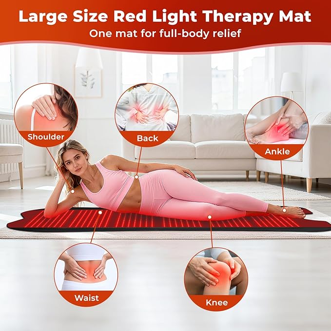 Red Light Therapy Mat for Body, 76.8"x 39.4" Red Light Therapy Pad with Controller, 1260pcs 2 in 1 LEDs (660nm & 850nm), Adjustable Timer & Intensity